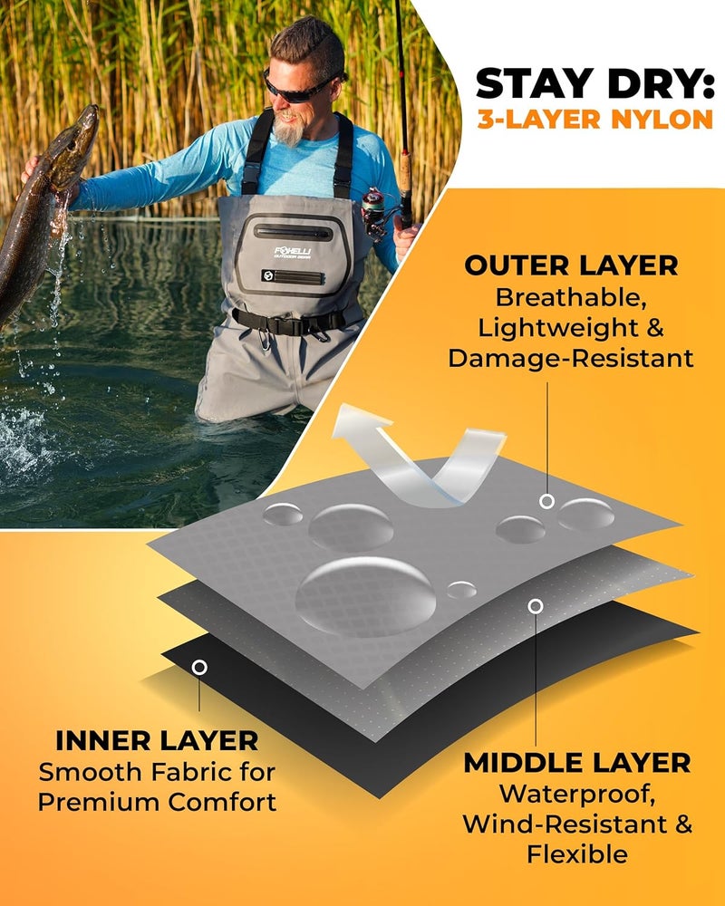 Foxelli Breathable Waders – Fly Fishing Stockingfoot Waders for Men and Women - Image 3